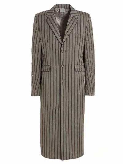 Vtmnts Striped Long Coat Coats And Trench Coats Gray In Multi