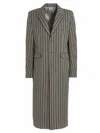 Vtmnts Striped Long Coat Chest Pocket In Gray