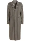 Vtmnts Striped Long Coat Chest Pocket In Grey