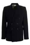 Vtmnts Double-breasted Pinstriped Blazer With Flap Pockets In Black