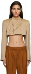 Vtmnts Tan Cropped Blazer In Salted Caramel