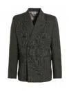Vtmnts Virgin Wool Double-breasted Pinstriped Blazer In Black