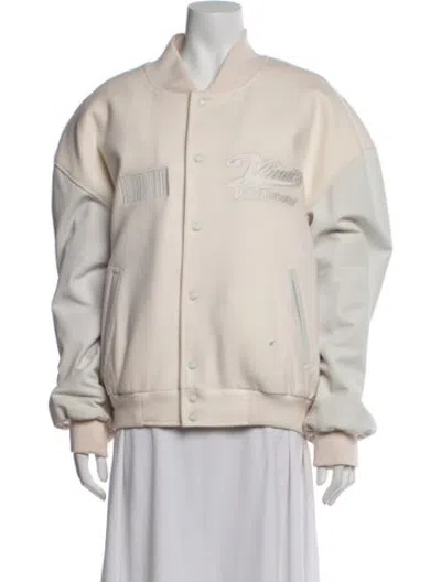 Pre-owned Vtmnts Virgin Wool Bomber Jacket In Neutrals