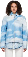 Vtmnts White & Blue Sky Puzzle Leather Jacket In Sky