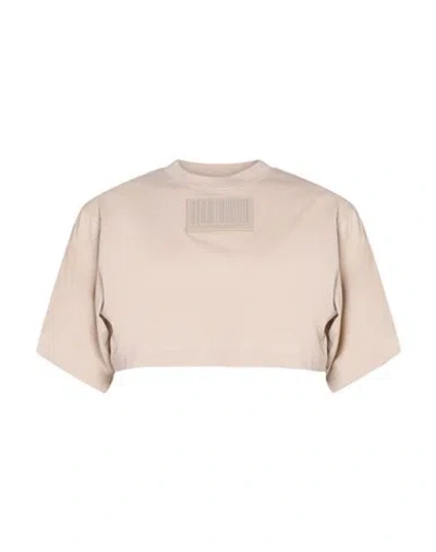 Vtmnts Woman T-shirt Beige Size S Cotton