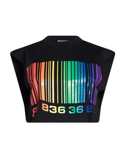 Vtmnts Woman T-shirt Black Size M Cotton In Multi