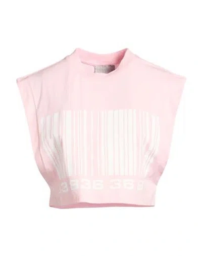 Vtmnts Woman T-shirt Light Pink Size M Cotton