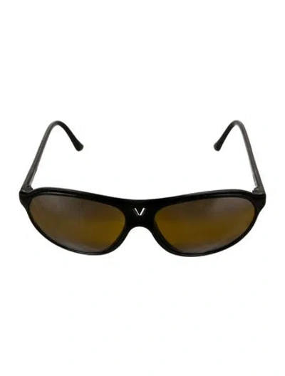 Pre-owned Vuarnet Aviator Mirrored Sunglasses In Black