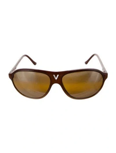 Pre-owned Vuarnet Aviator Mirrored Sunglasses In Brown