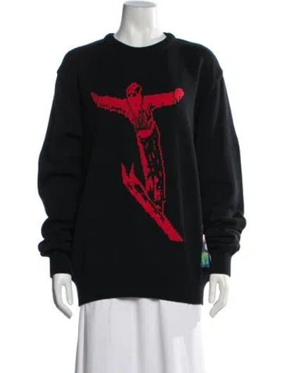 Pre-owned Vuarnet Graphic Print Crew Neck Sweater W/ Tags In Black