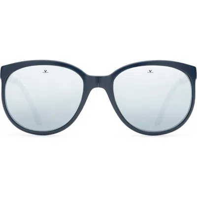 Vuarnet Legend 02 Foldable 55mm Round Polarized Sunglasses In Blue