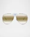 Vuarnet Men's Arctic Titanium Aviator Sunglasses In Palladium White Matte Light Gold