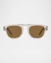 Vuarnet Men's Belvedere 05 Acetate Square Sunglasses In Shiny Beigebrown