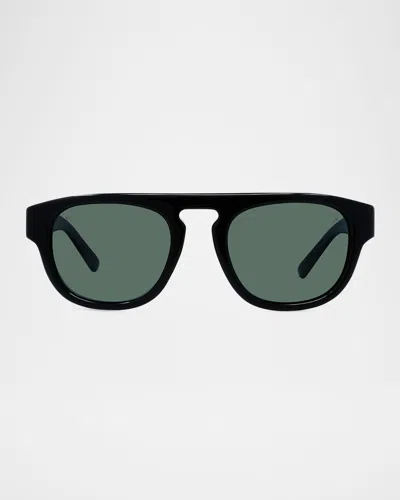 Vuarnet Men's Belvedere 05 Acetate Square Sunglasses In Shiny Black Smoke Polarized