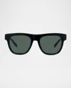Vuarnet Men's Belvedere 06 Acetate Square Sunglasses In Shiny Black Smoke Polarized