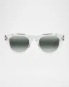 Vuarnet Men's Belvedere 07 Acetate Square Sunglasses In Shiny Beigeblu Mirror