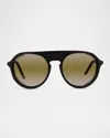 Vuarnet Men's Ice Round Sunglasses In Matte Black Green Mirror