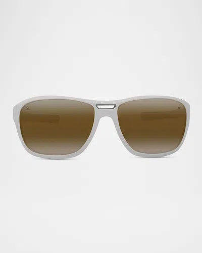 Vuarnet Men's Nylon Rectangle Sunglasses In White Green Mirror