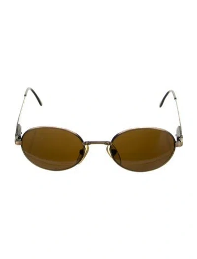 Pre-owned Vuarnet Round Tinted Sunglasses In Gold
