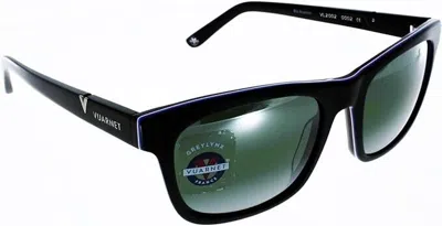 Pre-owned Vuarnet Sunglasses - Shiny Black - Grey Green Gradient With Mirror Effect Lenses In Gray Green