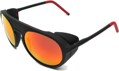 Pre-owned Vuarnet Sunglasses Ice Matte Black - Matt Red - Gray Green With Red Mirror Lens
