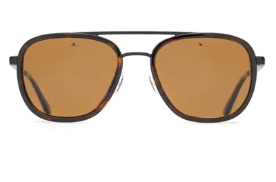 Pre-owned Vuarnet Sunglasses Vl210700032622 Vl2107 Edge 2107 Black + Brown Polar Polarized