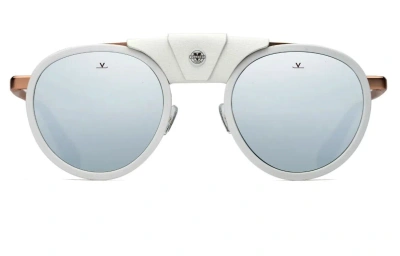 Pre-owned Vuarnet Sunglasses Vl211000031123 Vl2110 Glacier 2110 White/rose + Pure Grey Sf In Gray