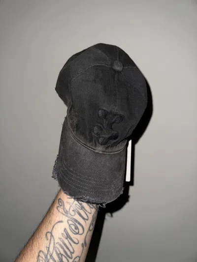 Pre-owned Vuja De Mudwash Black Kai Destroyed Pl Denim Hat In Mud Black