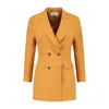 Vulto Women's Yellow / Orange Linen Double-breasted Jacket In Yellow/orange