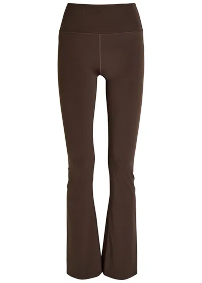 Vuori All The Feels Flared Stretch-jersey Leggings In Brown