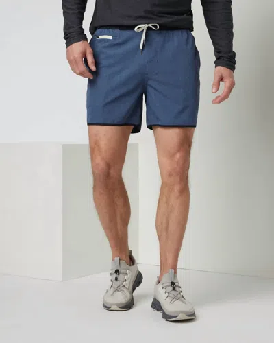 Vuori Banks Classic Fit Short In Azure Linen Texture In Multi