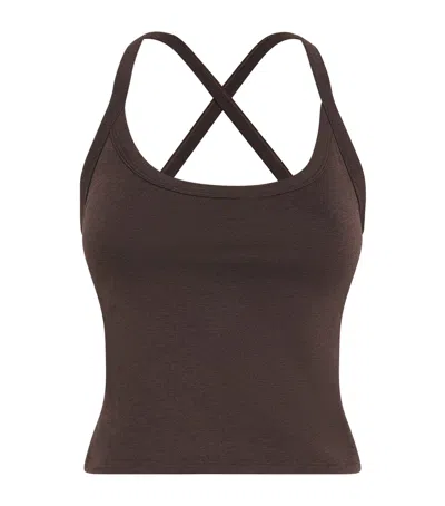 Vuori Halo Cross Back Tank Top In Brown