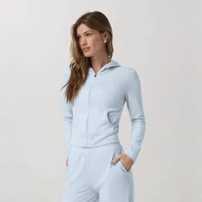 Vuori Halo Mini Full Zip Hoodie In Soft Sky Heather In Multi