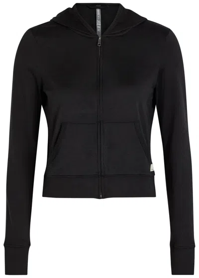 Vuori Halo Mini Hooded Stretch-jersey Top In Black