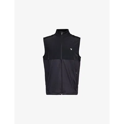 Vuori Mens Black Sunday Element Logo-embroidered Stretch-recycled-polyester Gilet
