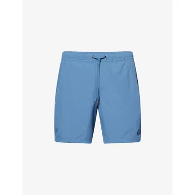 Vuori Mens Kore Logo-patch Stretch-woven Shorts Pool Blue Tonal
