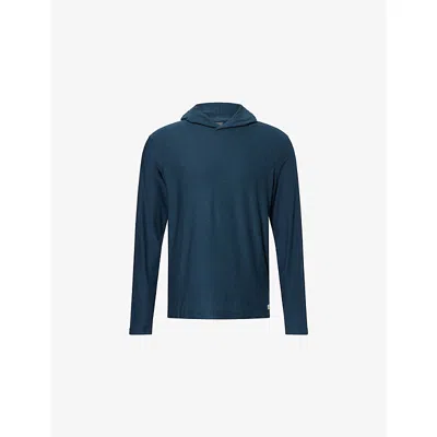 Vuori Mens Strato Tech Logo-patch Stretch-jersey Hoodie Navy Heather Xxl