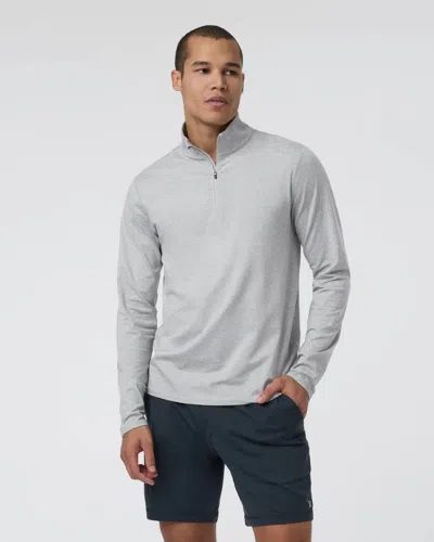 Vuori Ponto Half Zip Mock Neck Sweatshirt In Light Heather Grey In Gray