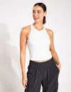 Vuori Womens White Heather Grey Mudra Brand-patch Stretch-jersey Top In White