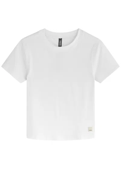Vuori Pose Ribbed-knit T-shirt In White