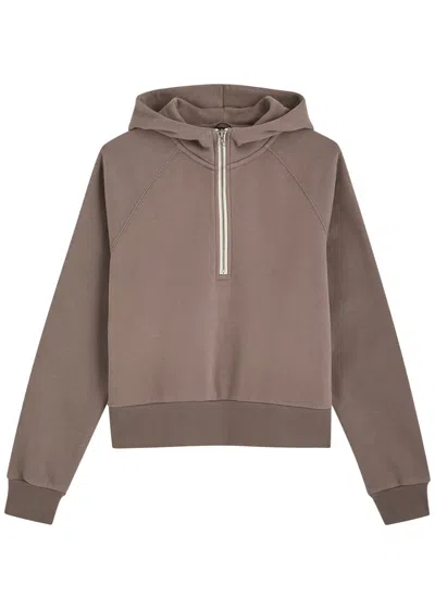 Vuori Restore Zip-neck Fleece Hooded Sweatshirt In Taupe