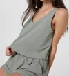 Vuori Sleeveless Villa Textured Crop Tank In Laurel In Gray