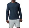 Vuori Strato Tech Long Sleeve Tee In Navy Heather In Blue