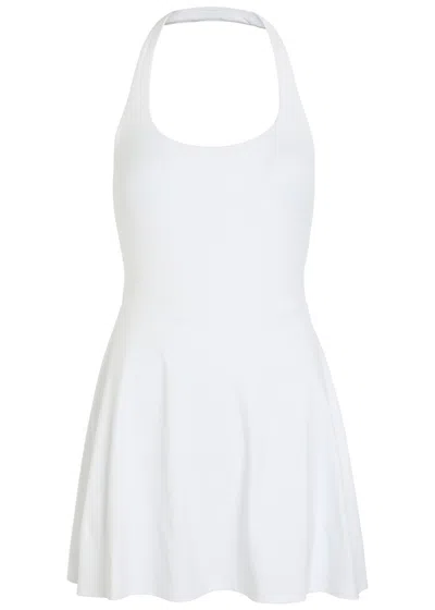 Vuori Tiebreak Halter Stretch-jersey Mini Tennis Dress In White