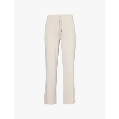 Vuori Womens Ecru Heather Halo Essential Wide-leg Stretch Recycled-polyester Jogging Bottoms