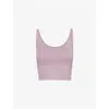 VUORI VUORI WOMEN'S LILAC HEATHER HALO PERFORMANCE SCOOP-NECK CROPPED STRETCH-RECYCLED POLYESTER TOP