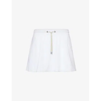 Vuori Womens White Clementine Elasticated-waist Regular-fit Stretch-recycled Polyester Mini Skirt