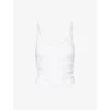 Vuori Womens White V-neck Slim-fit Ribbed Stretch-woven Top
