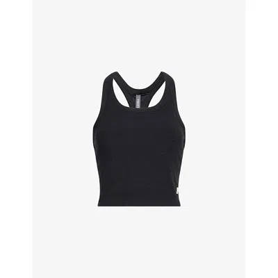 Vuori Womens Black Heather Elevation Racerback Stretch-jersey Top
