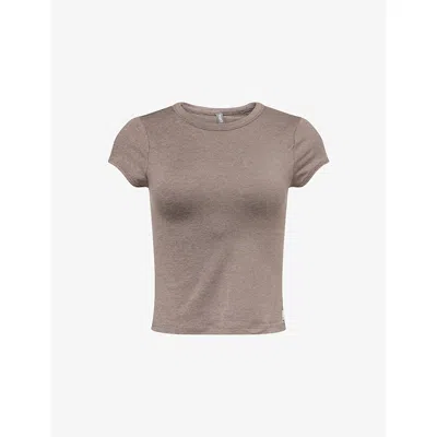 Vuori Womens Chia Heather Halo Baby Short-sleeve Stretch-jersey T-shirt Xs In Brown